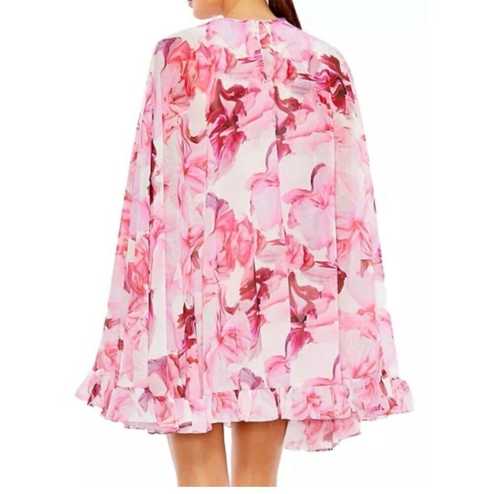 Mac Duggal Pink and Red Ruffled Maxi Dress